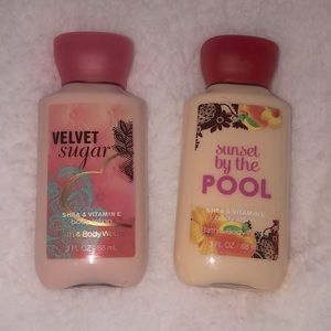 Bath and body works mini’s in Velvet sugar and sunset by the pool